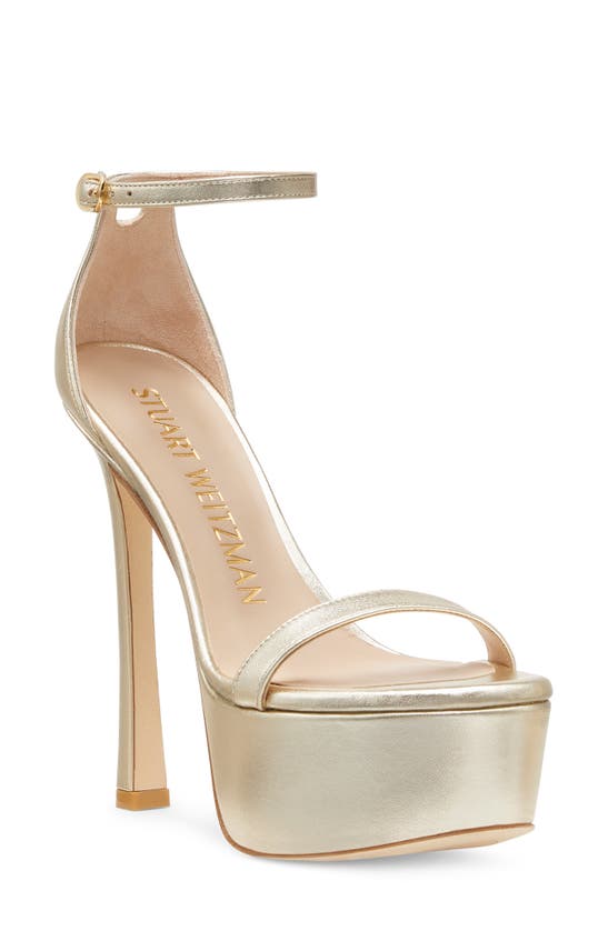 Shop Stuart Weitzman Nudistcurve Platform Sandal In Light Gold