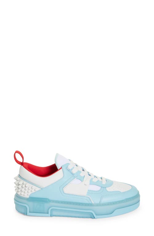 Shop Christian Louboutin Astroloubi Mixed Media Low Top Sneaker In 5709 Mineral/white