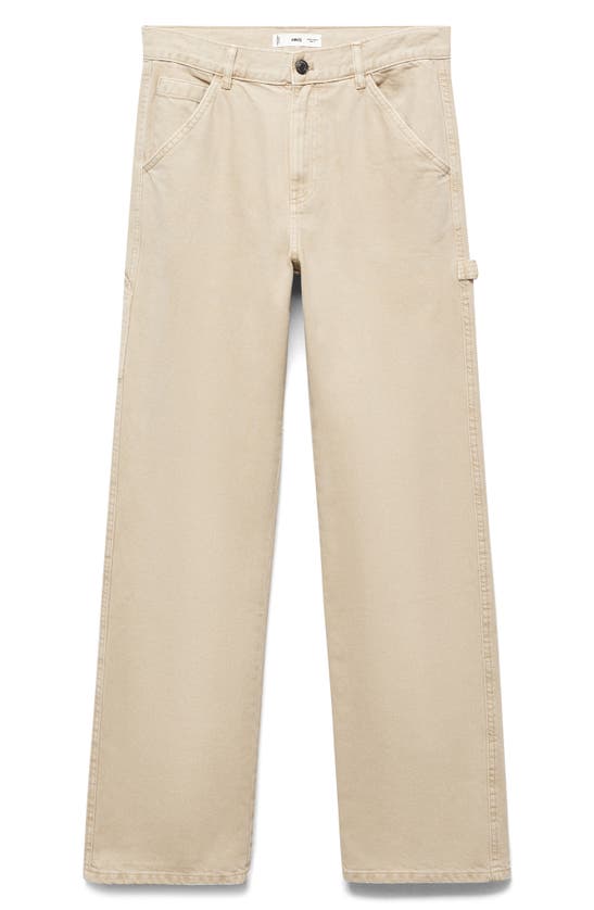 Shop Mango Straight Leg Carpenter Jeans In Sand