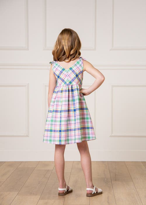 Hope & Henry Girls' Organic Eyelet Bow Shoulder Dress, Toddler In Flower Show Plaid