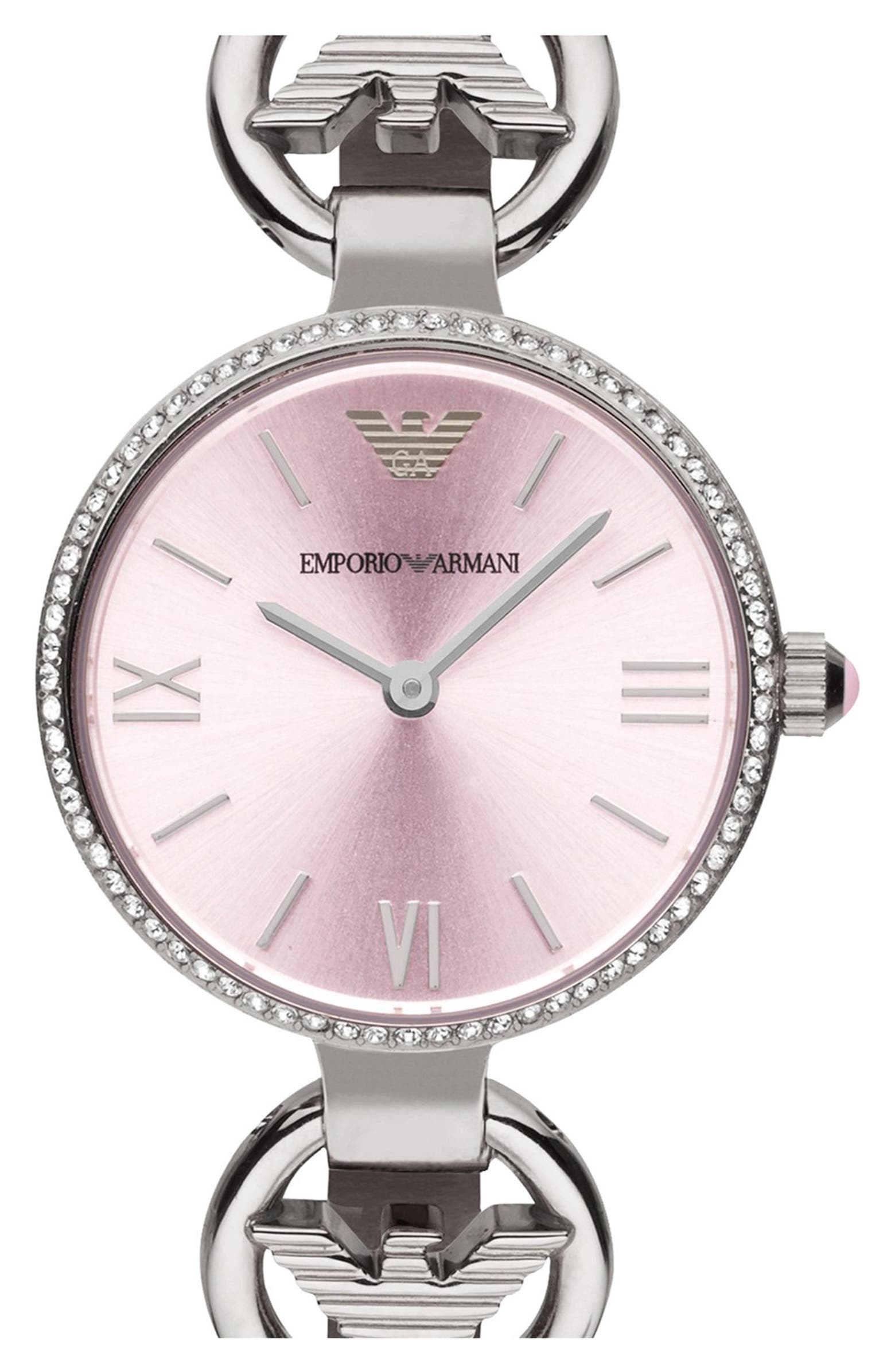 Emporio Armani Crystal Bezel Lizard Strap Watch, 28mm | Nordstrom