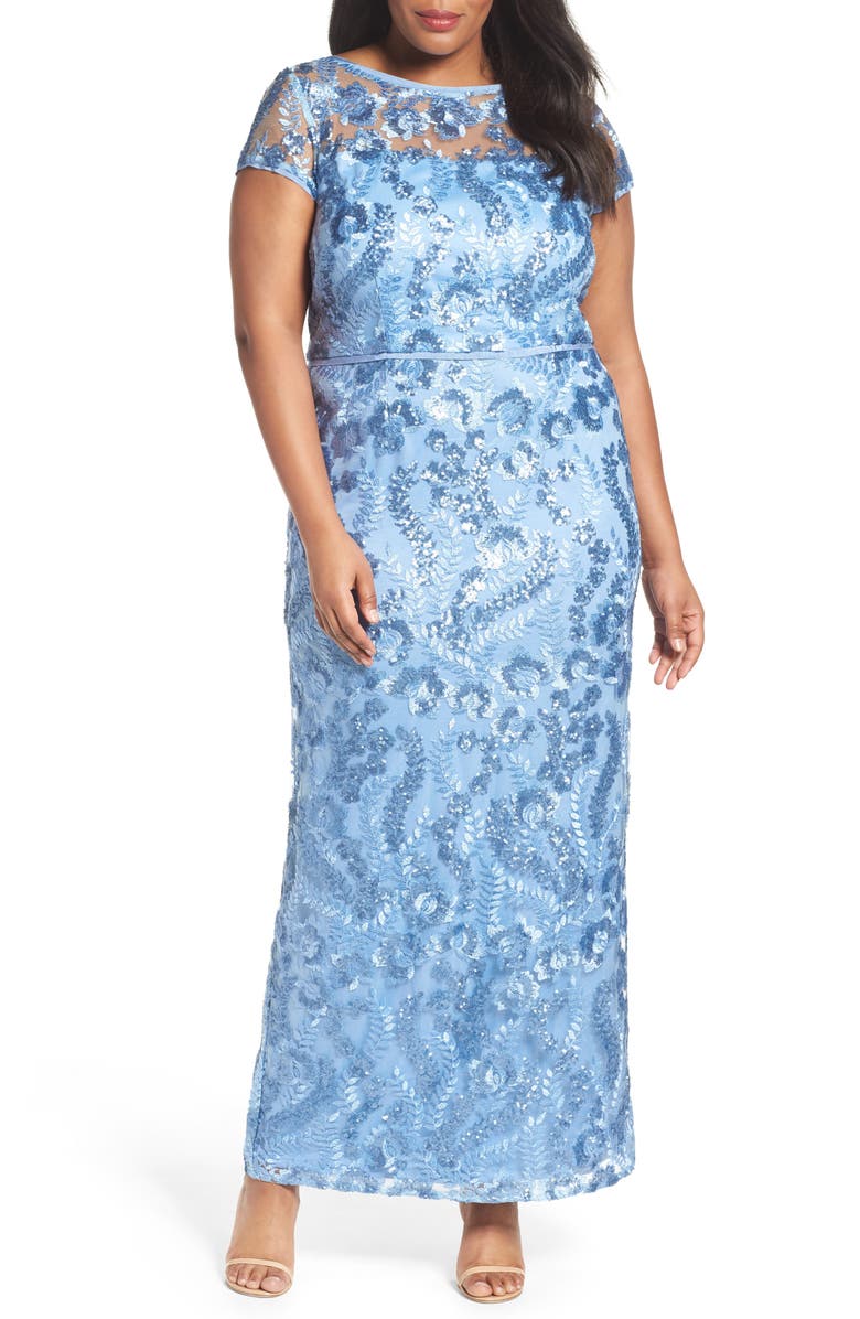 Brianna Sequin Embroidered Sheath Gown (Plus Size) | Nordstrom