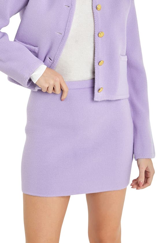 Shop English Factory Knit Pencil Miniskirt In Lilac