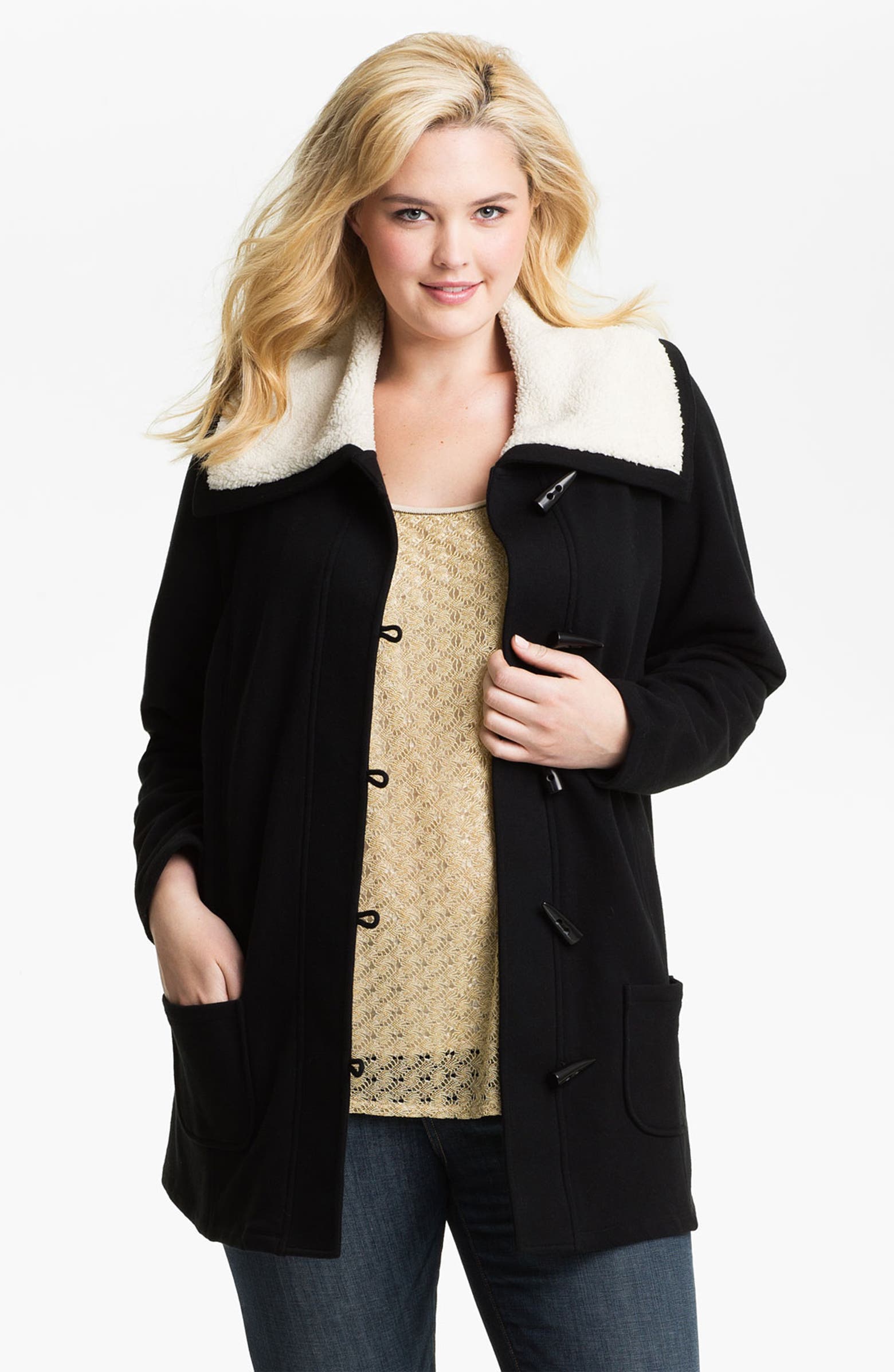 Sejour Fleece Collar French Terry Jacket (Plus) | Nordstrom