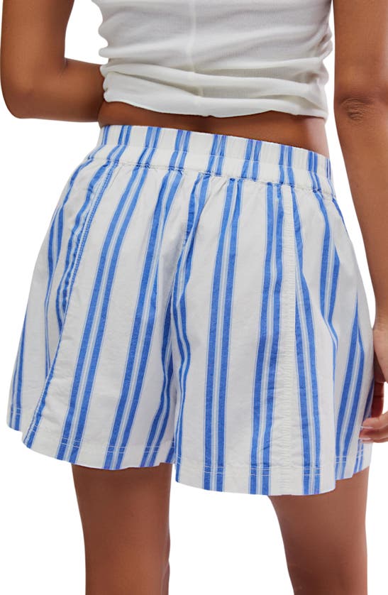 Shop Free People Get Free Stripe Cotton Pull-on Shorts In Ivory Combo