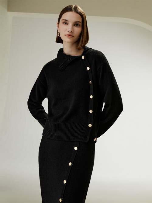LILYSILK LILYSILK CASHMERE SWEATER WITH ROW OF SIDE BUTTONS 