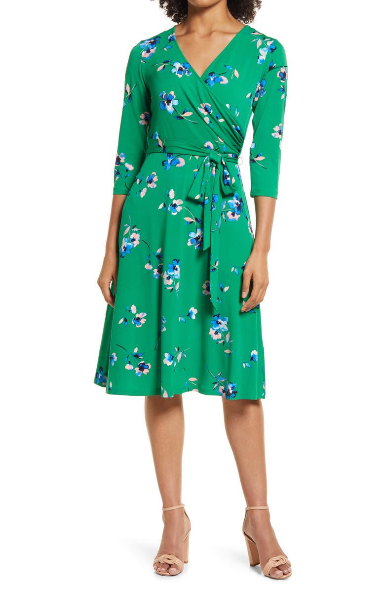 Eliza J Floral Long Sleeve Faux Wrap Dress Nordstromrack