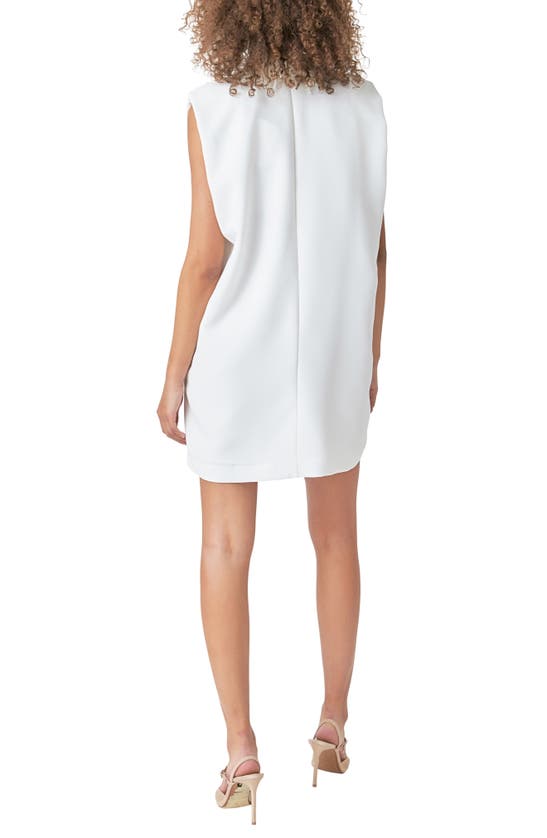 Endless Rose Imitation Pearl Fringe Mini Shirtdress In White
