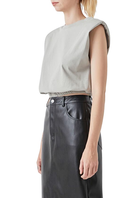 Shop Grey Lab Open Back Crop T-shirt In Grey