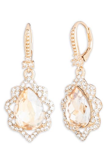 Shop Marchesa Crystal Halo Drop Earrings In Gld/cgs