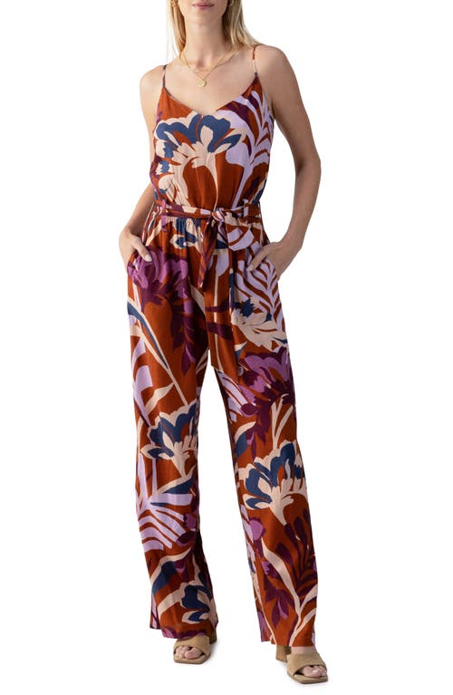 Sanctuary All Day Palm Print Belted Jumpsuit In South Palm