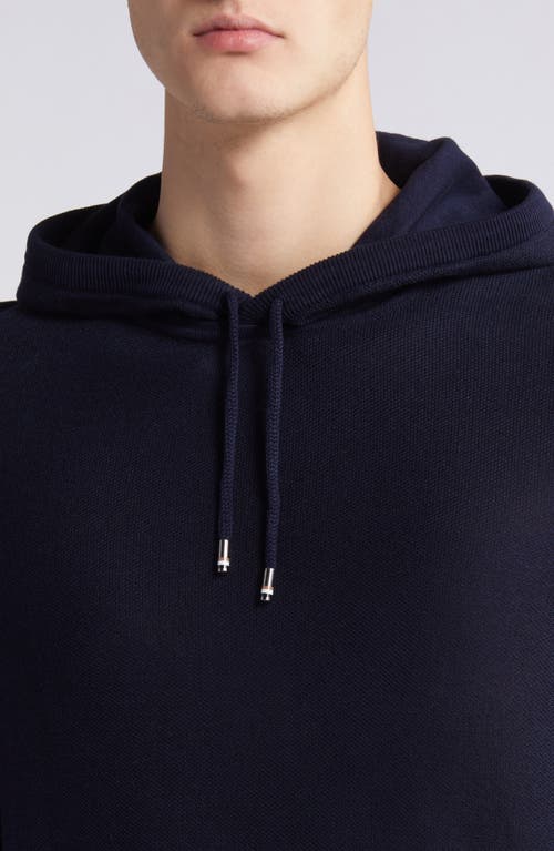 Shop Hugo Boss Boss Trapani Mesh Sweater Hoodie In Dark Blue