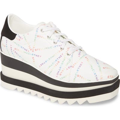 Stella Mccartney Sneak Elyse Logo Print Platform Sneaker, White