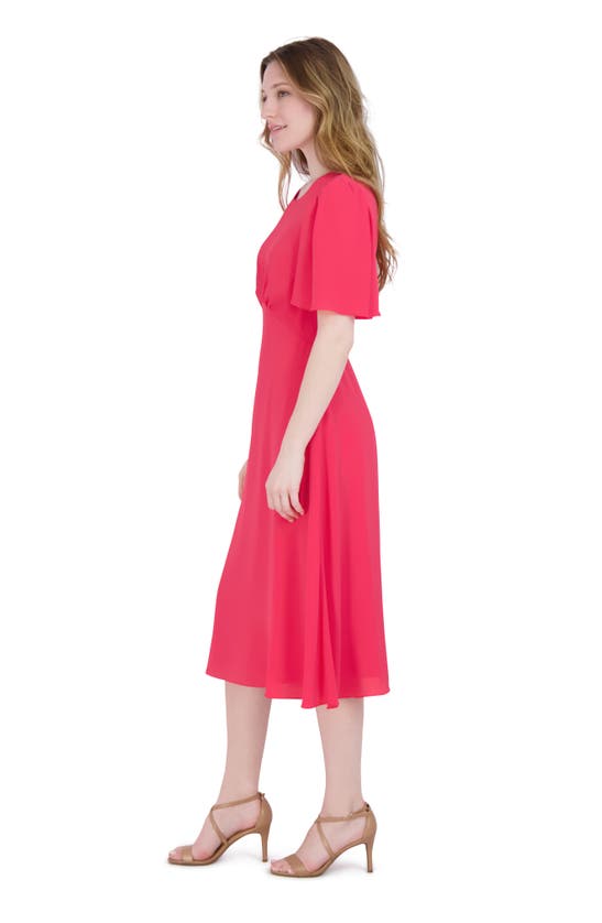 Julia Jordan Flutter Sleeve Midi Dress In Coral