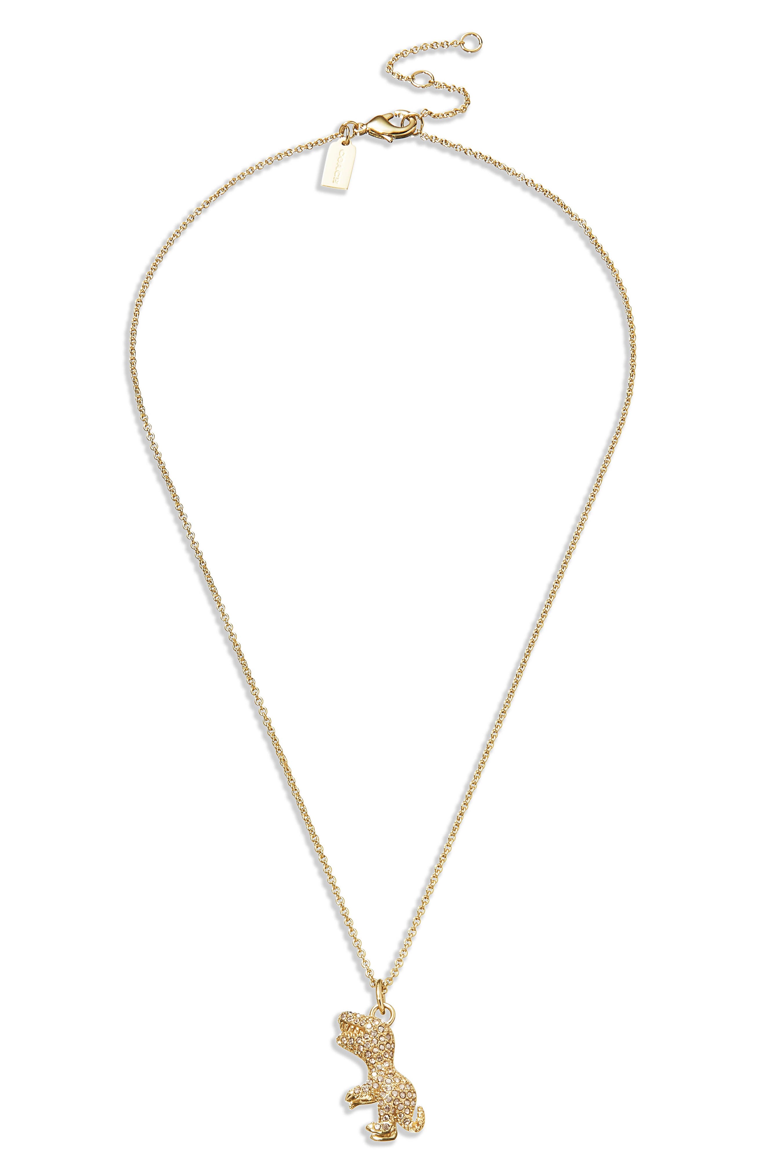 COACH Rexy Pavé Pendant Necklace 