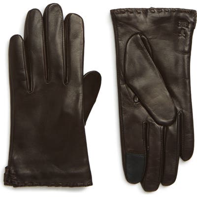 Frye Nora Whipstitch Lambskin Leather Touchscreen Gloves, Brown