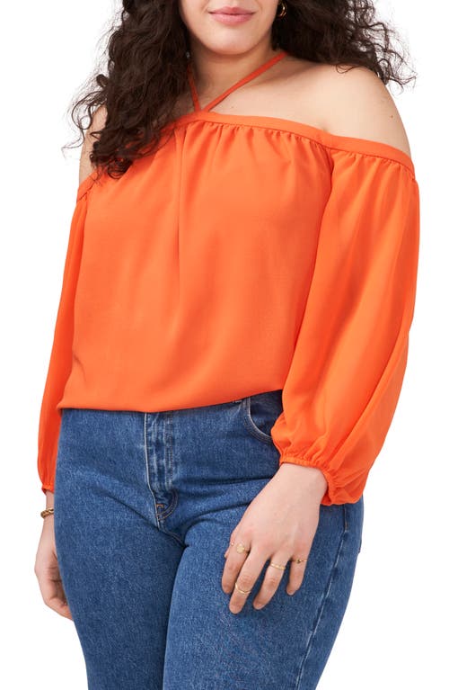 1.STATE Off the Shoulder Sheer Chiffon Blouse Tigerlily at Nordstrom,