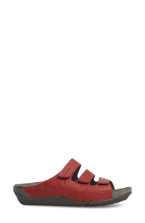 Wolky Nomad Slide Sandal In Red/red Leather