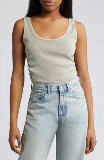 Topshop Asymmetric Ruched Lace Tank