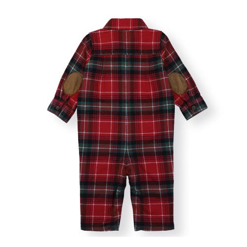 Hope & Henry Baby Organic Long Sleeve Button Front Romper, Infant In Rich Red Plaid