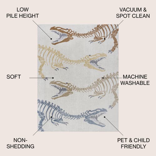 Jonathan Y Kingdarr T-rex Modern Kids Machine-washable Area Rug In Cream/multi