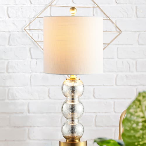 Jonathan Y February Glass/metal Led Table Lamp In Mercury Glass/brass Gold