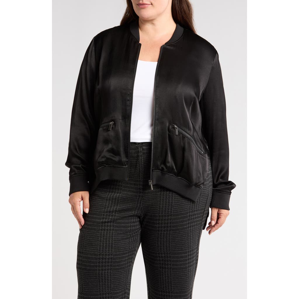 Universal Standard Satin Bomber In Black