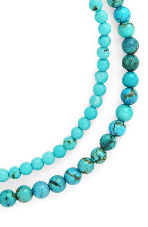 Sterling Forever Stone 2-pack Beaded Stretch Bracelets In Light Turquoise