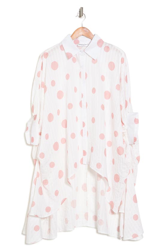 Patrizia Luca Dot Print Oversize High-low Blouse In Pink Dot