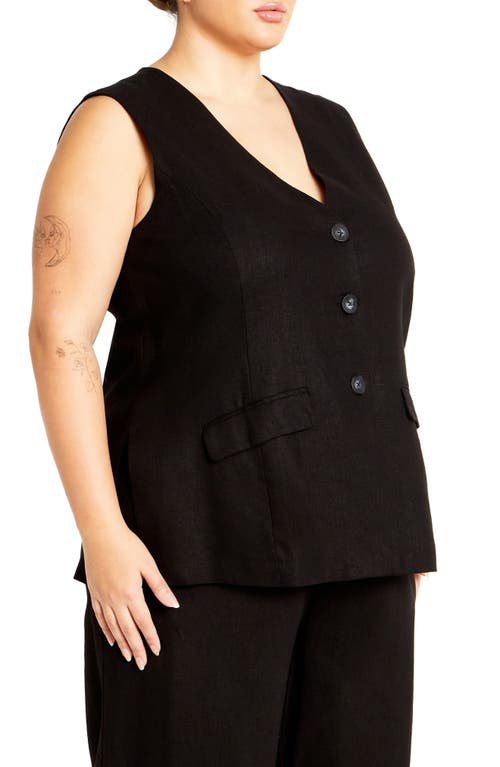 Shop City Chic Nala Linen Blend Vest In Black