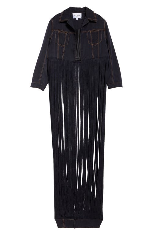 Shop Alaïa Fringes Denim Jacket In Nuit