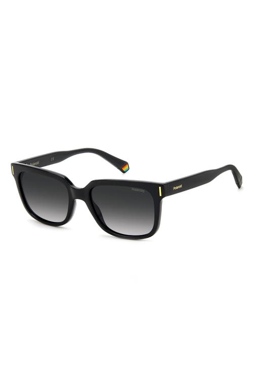 Shop Polaroid 54mm Polarized Rectangular Sunglasses In Black/gray Polar