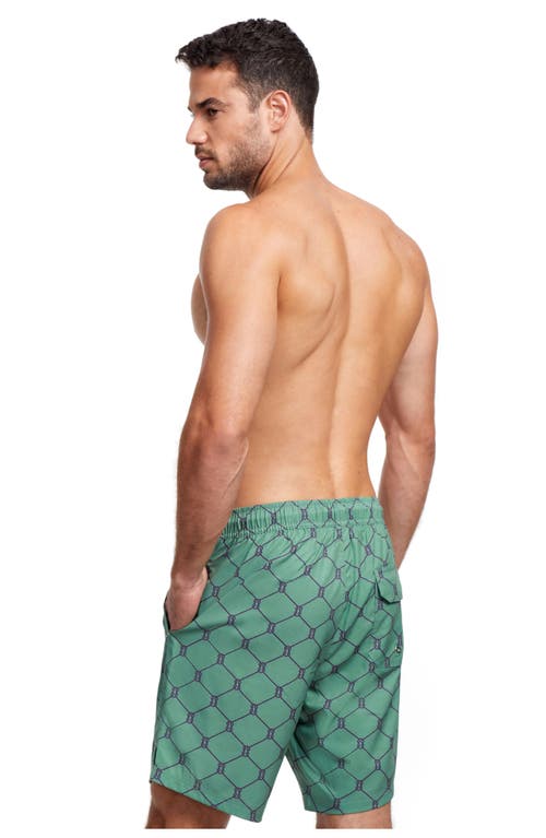 Gottex Men Beach Vibe 7" Swim Shorts In Green Navy
