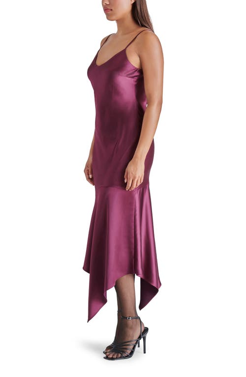 Shop Steve Madden Lucielle Handkerchief Hem Satin Slipdress In Wine