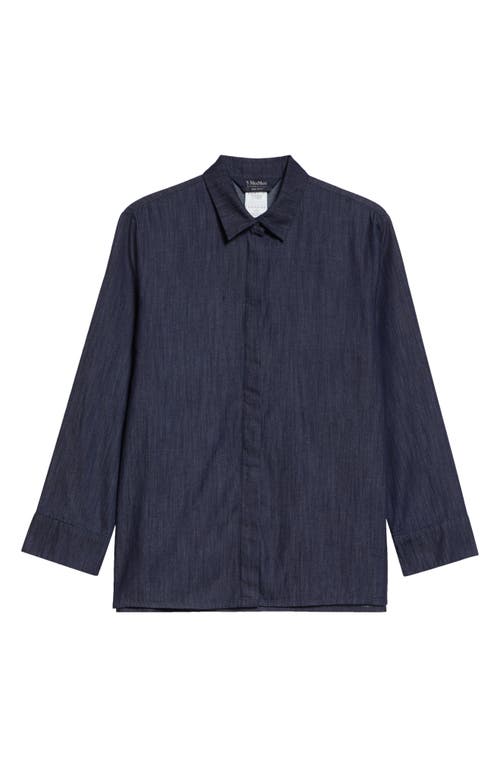 Shop Max Mara Salice Denim Button-up Shirt In Navy