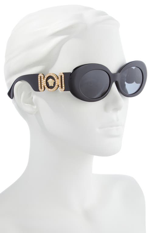 Shop Versace 54mm Irregular Oval Sunglasses In Black/dark Grey