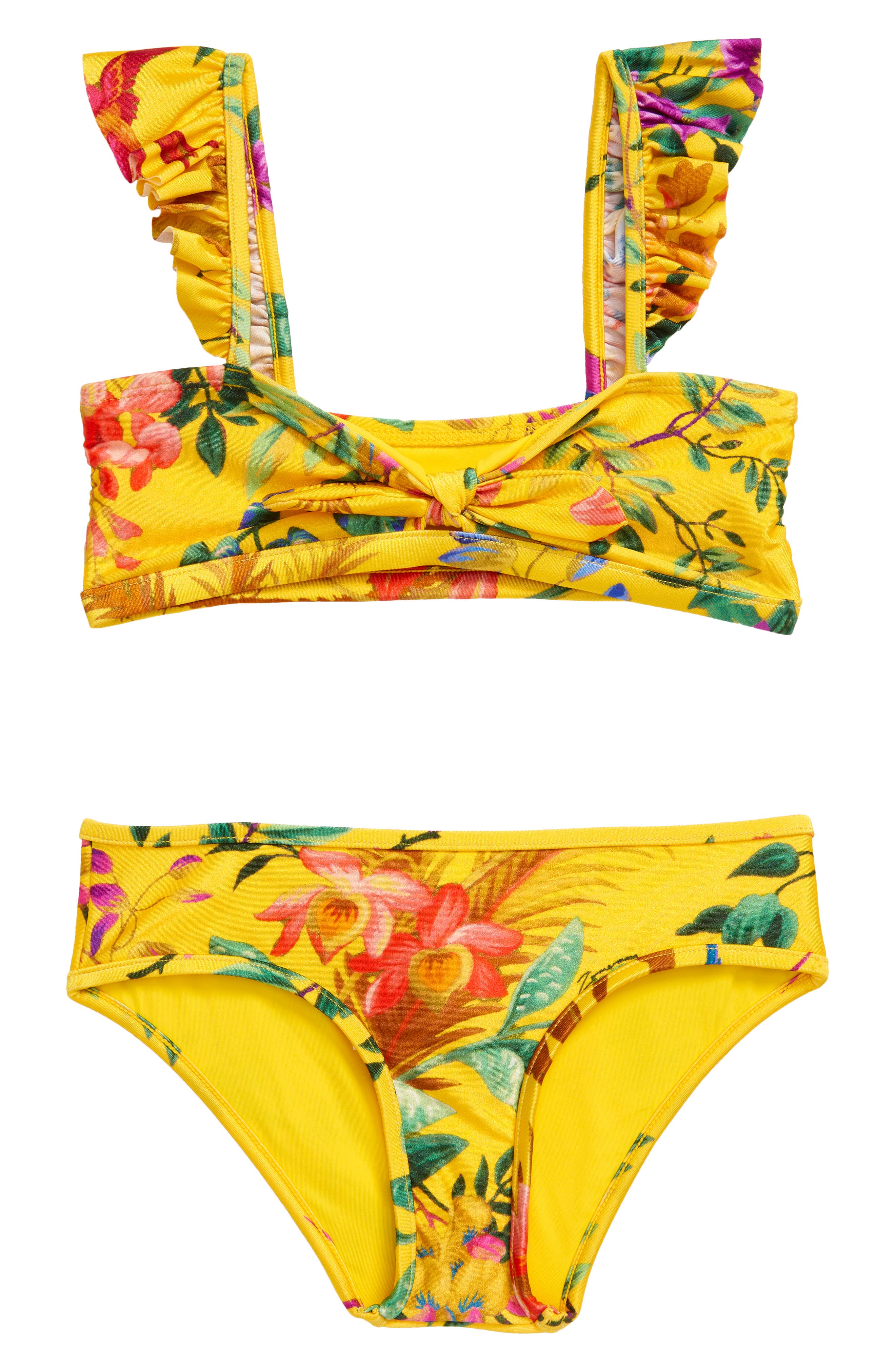 Zimmermann Kids' Tropicana Two-Piece Swimsuit in Mango Floral at Nordstrom, Size 1Y Us