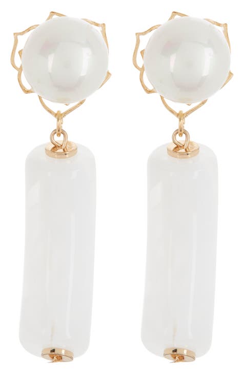 Acrylic & Imitation Pearl Drop Earrings