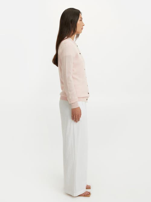 Shop Gobi Cashmere Crew Neck Cardigan In Rosewater