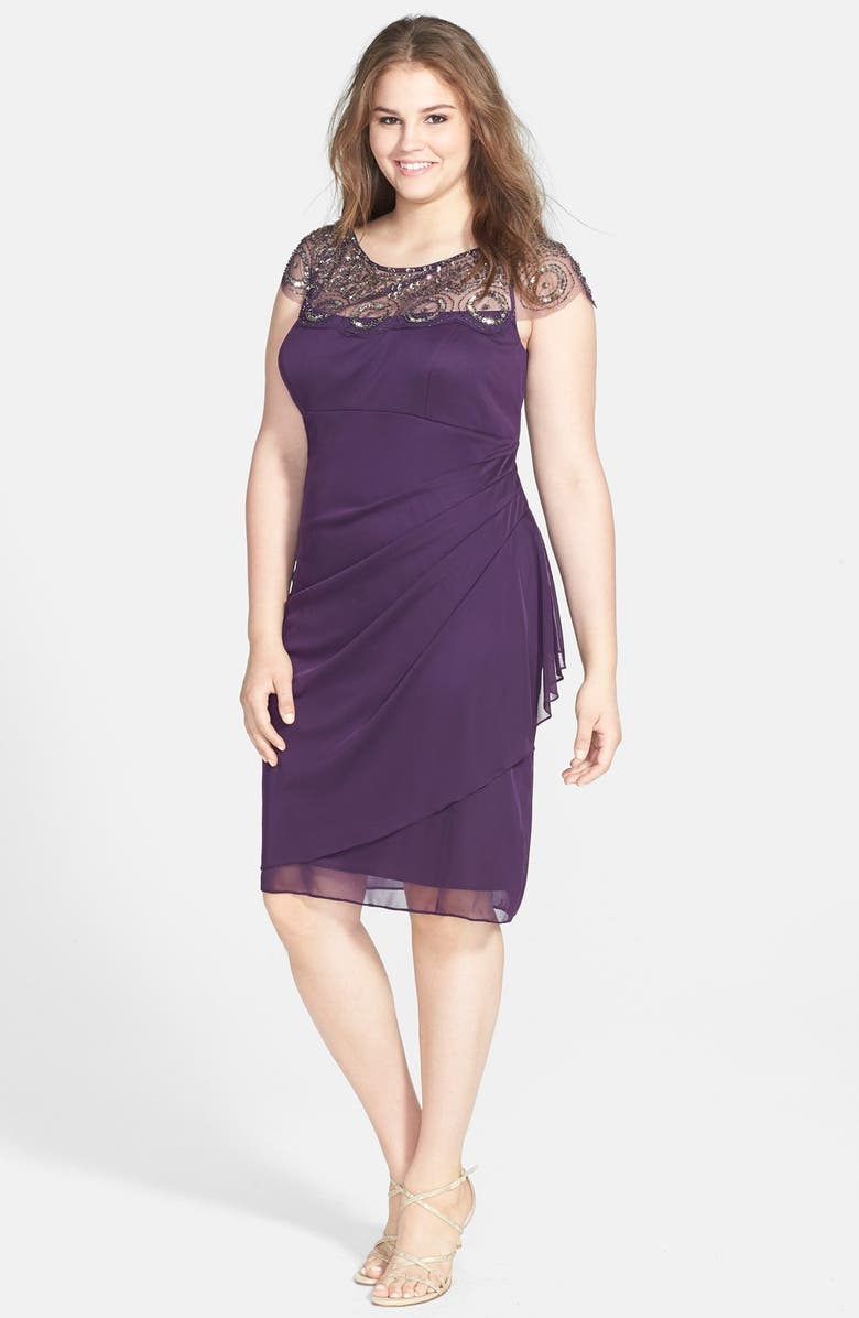 Xscape Beaded Ruched Dress (Plus Size) | Nordstrom