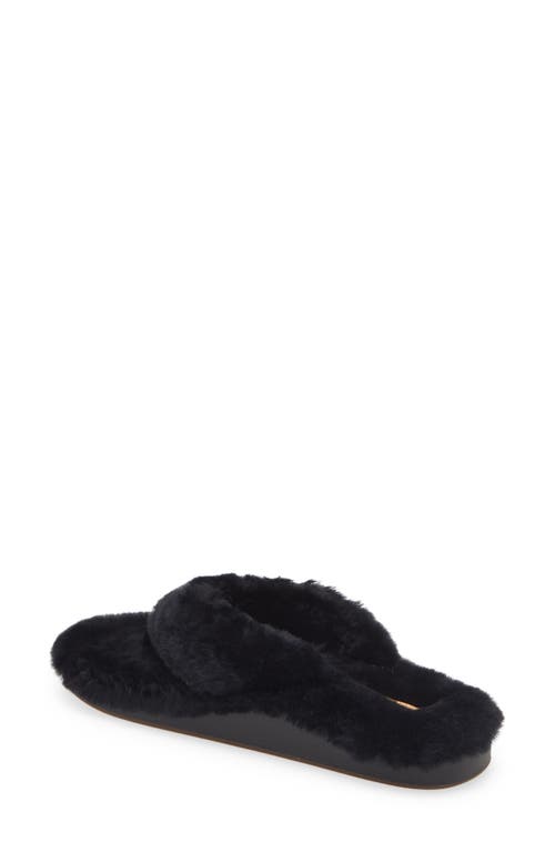 Shop Olukai Kipea Heu Genuine Shearling Slide Sandal In Black/black