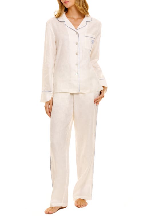 Emma Linen Pajamas in White Linen