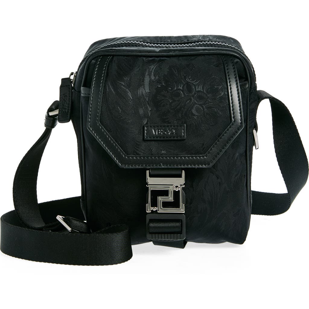 Versace Messenger Crossbody Bag In Black-ruthenium