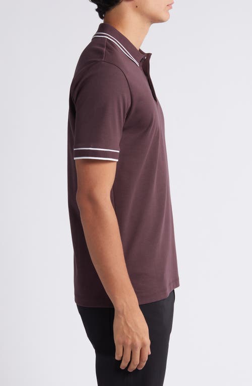 Shop Hugo Boss Boss Parlay Tipped Cotton Polo In Open Red