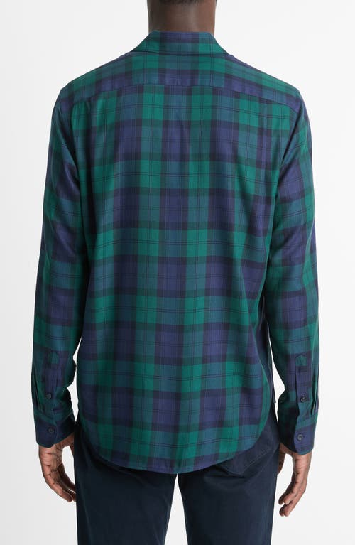 Shop Vince Castaic Plaid Button-up Shirt In Coastal/dark Emerald Bay