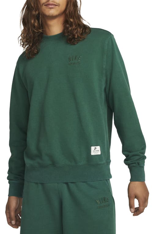 Nike Embroidered French Terry Crewneck Sweatshirt in Gorge Green