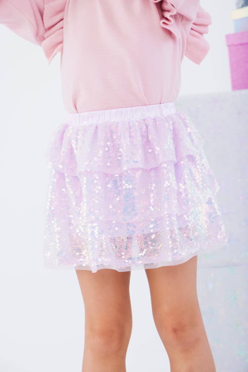 Shop Lola + The Boys Iridescent Shimmer Sequin Skirt In Lavender