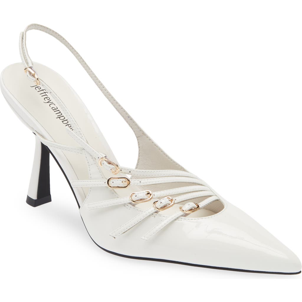 Jeffrey Campbell Lash Patent Pointed Toe Pump In White