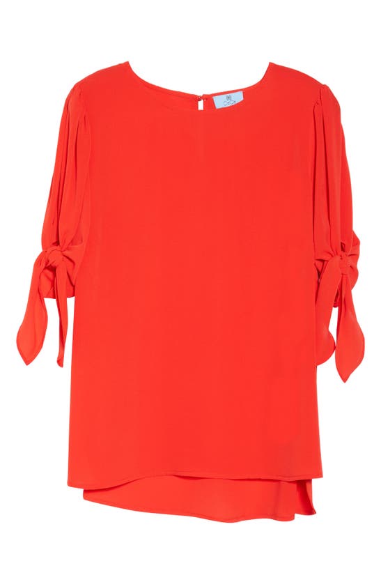 Cece Tie Sleeve High-low Blouse In Scarlet Red