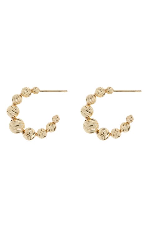 14K Yellow Gold Diamond Cut Ball Hoop Earrings (Nordstrom Exclusive)